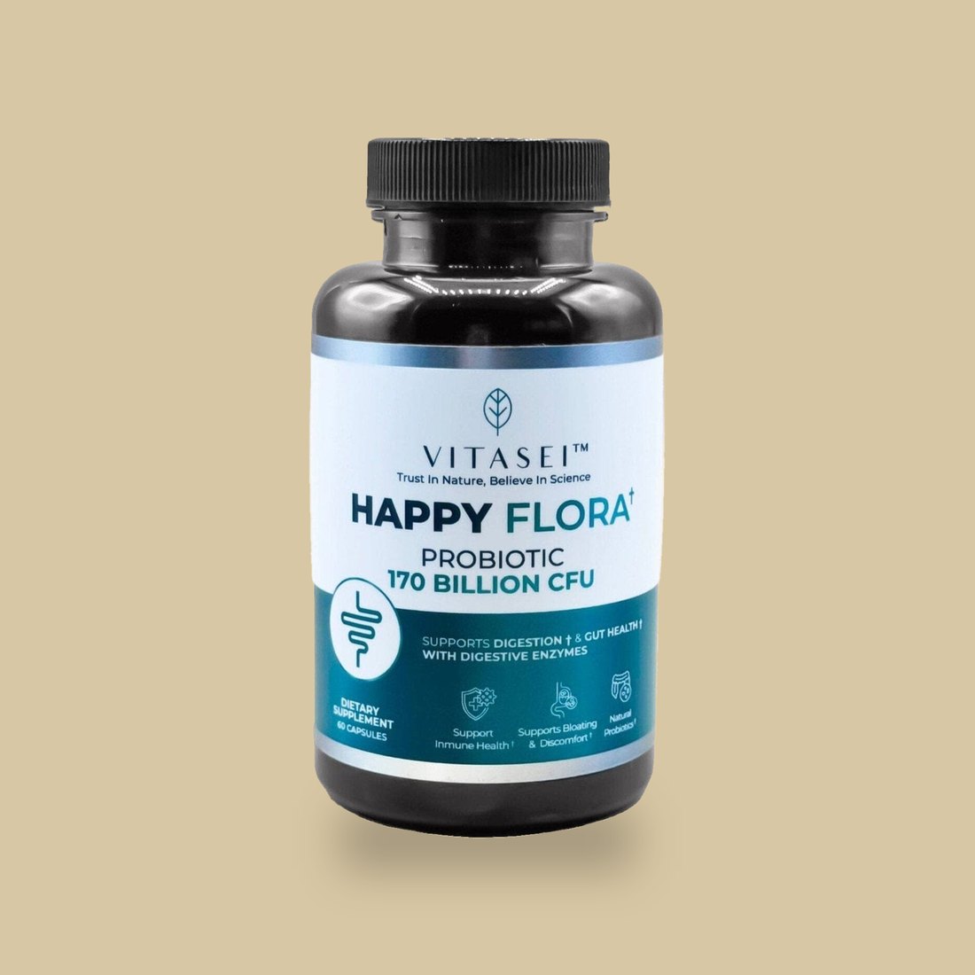 Happy Flora — Probiotic Supplement with 170 billion CFU for a Healthy Gut